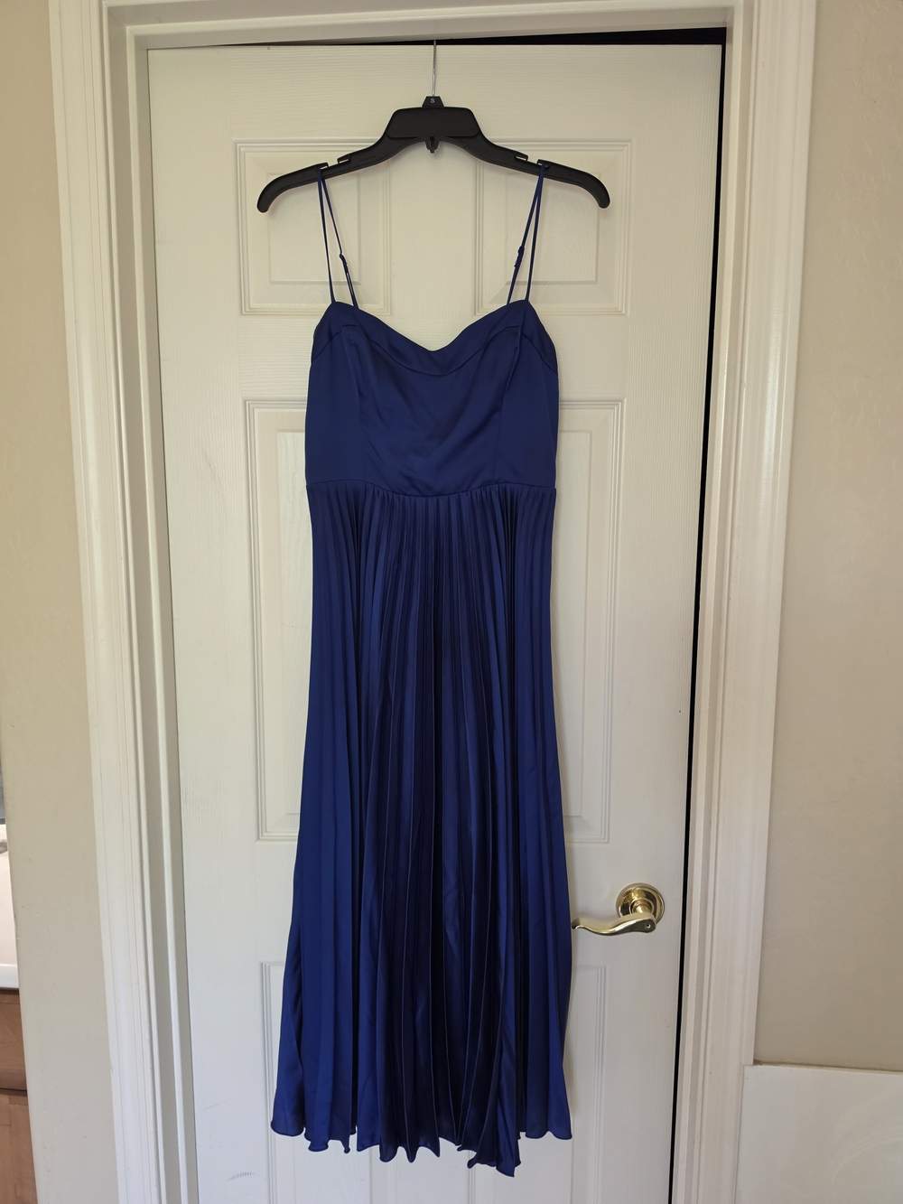 Abercrombie & Fitch Royal Blue Pleated Spaghetti-Strap Midi Dress